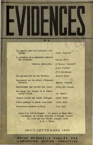 Evidences. N° 03 (Août/Septembre 1949)